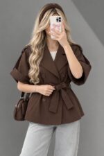 کت پاییزی زنانه مدل آیدا | کت کتان زارا آستردار
