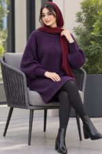 تونیک بافت زنانه قواره دار مدل آرشیدا کد 357 | تونیک بلند بافت اکریلیک