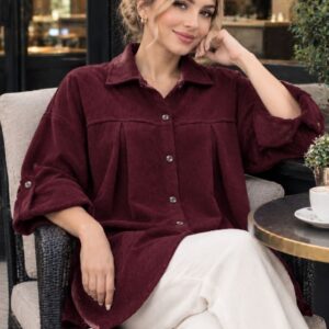 شومیز زنانه مخمل کبریتی مدل تیام | شومیز پاییزه