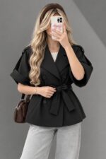 کت پاییزی زنانه مدل آیدا | کت کتان زارا آستردار