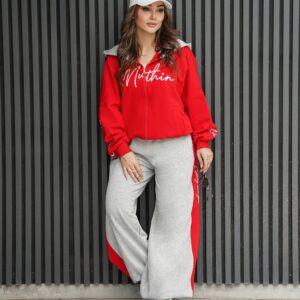 ست زنانه دورس سه نخ مدل فشن | ست سویشرت کلاهدار و شلوار جاگر و بگ