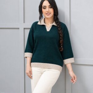 پولوشرت بافت زنانه پرینا مانتو سایه | بلوز بافت یقه پولویی نخ آکریل درجه یک