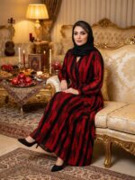 پیراهن حریر زنانه یلدای سرخ کد 28327 | پیراهن مجلسی حریر خارجی آستردار