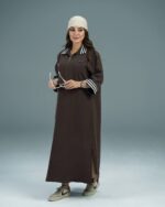 پیراهن ماکسی زنانه یقه هفت مدل آدیداس | لباس بلند کتان سیلک