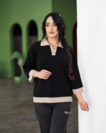 پولوشرت بافت زنانه پرینا مانتو سایه | بلوز بافت یقه پولویی نخ آکریل درجه یک